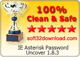 IE Asterisk Password Uncover 1.8.3 Clean & Safe award